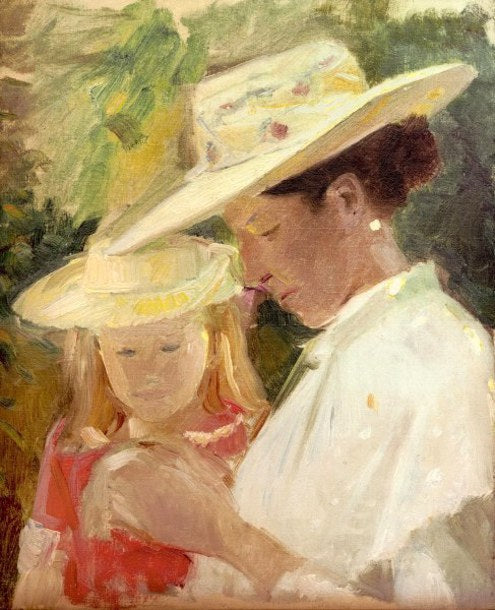 Anna Ancher med Helga i haven - Michael Peter Ancher