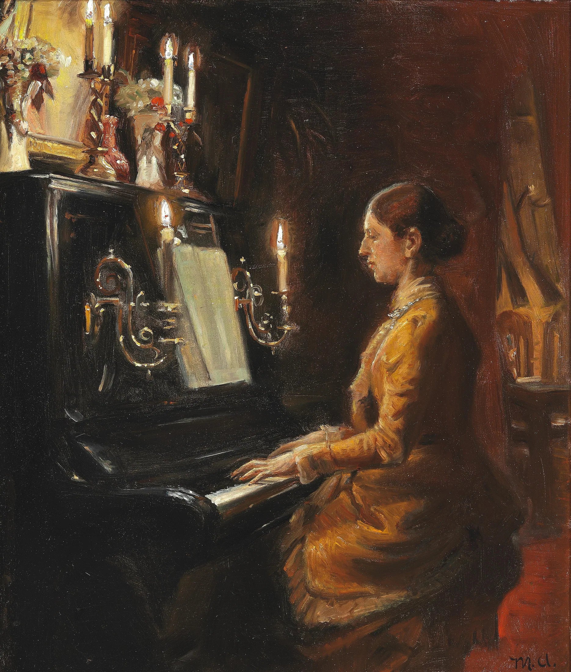 Anna au piano. - Michael Peter Ancher image 1 reproduction artisanale de tableau