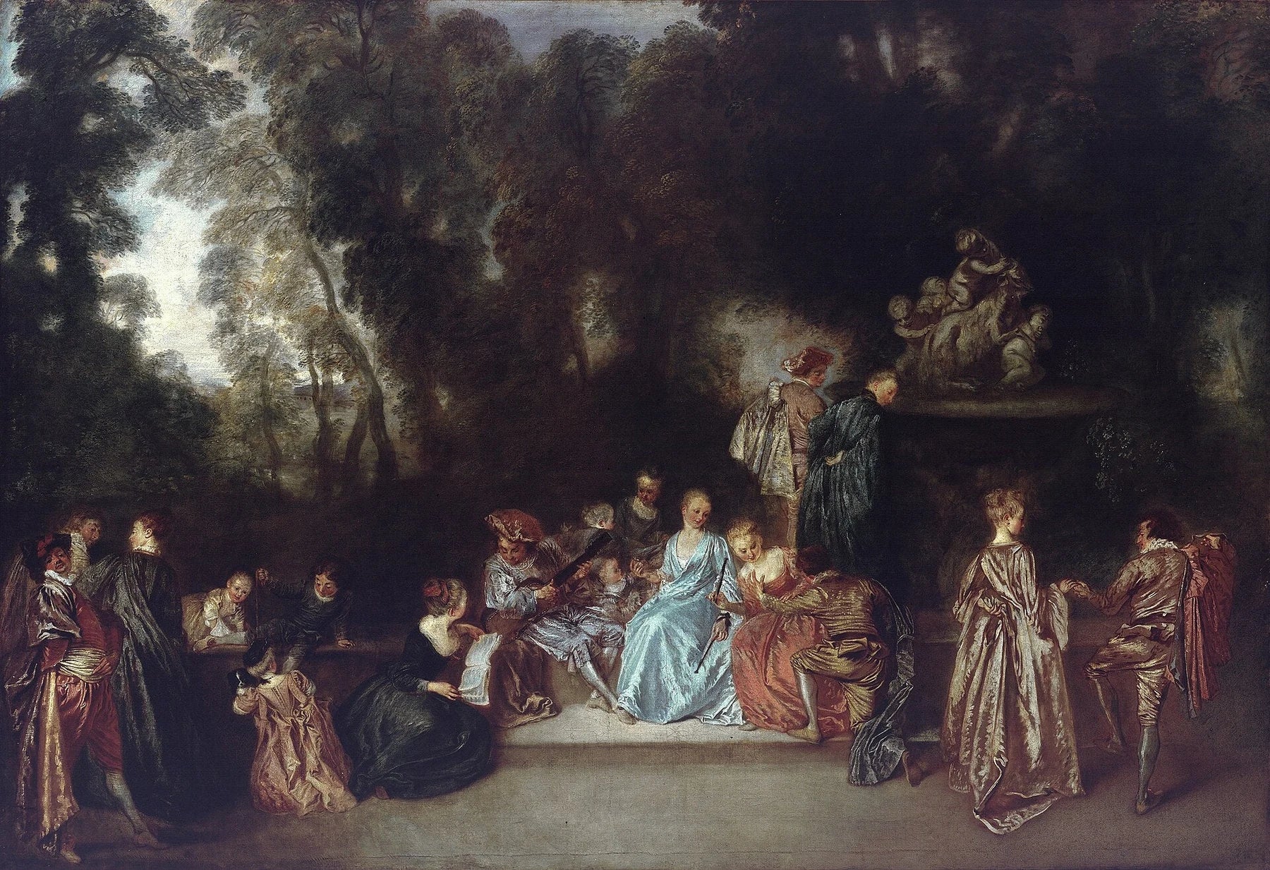 Divertissement en plein air, peinture d’Antoine Watteau