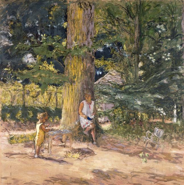 Antoinette David-Weill og hendes nevø Maurice Lambiotte ved Mareil-le-Guyon, projet - Édouard Vuillard