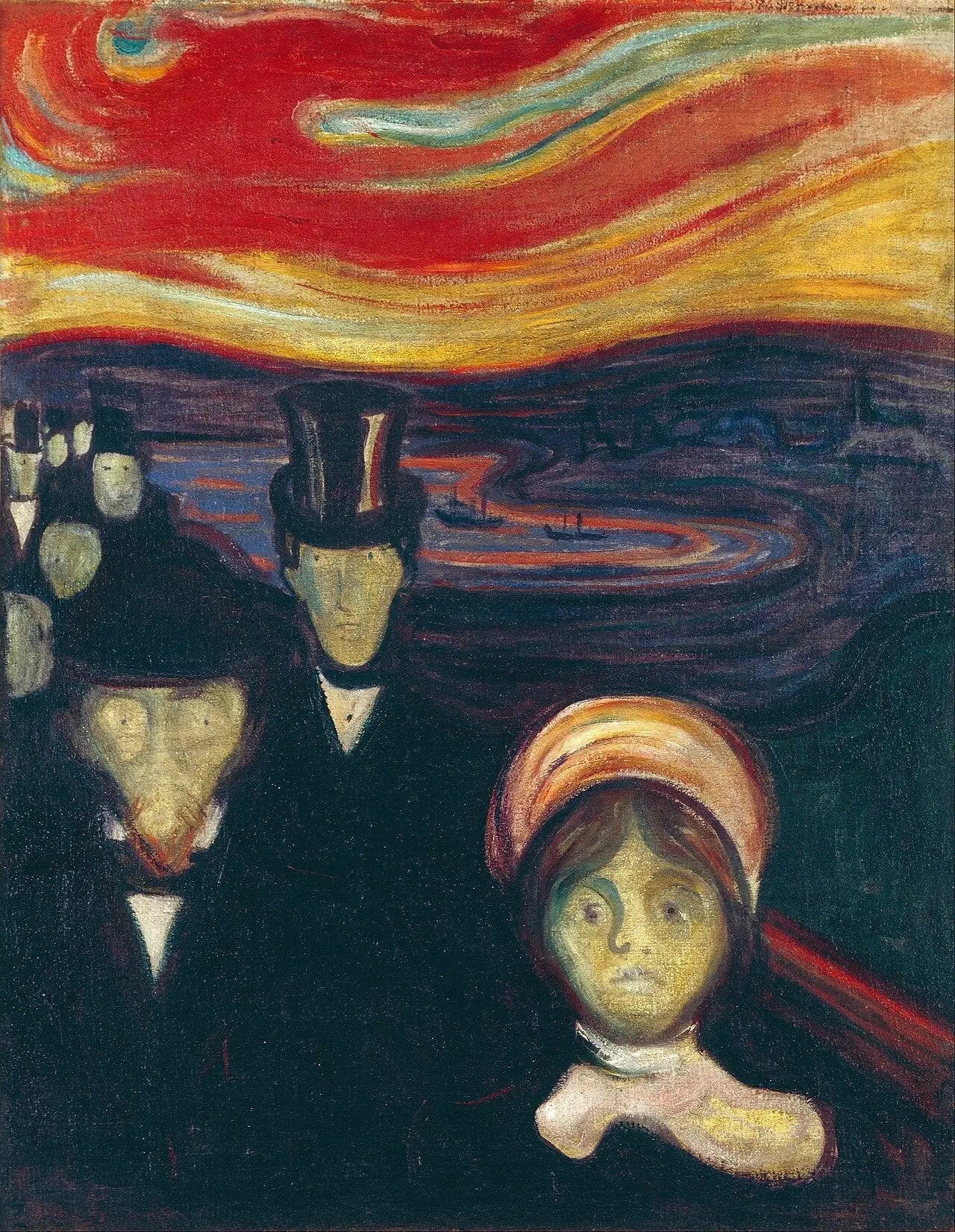 Anxiété - Edvard Munch image 1 copie peinte à la main à l’huile