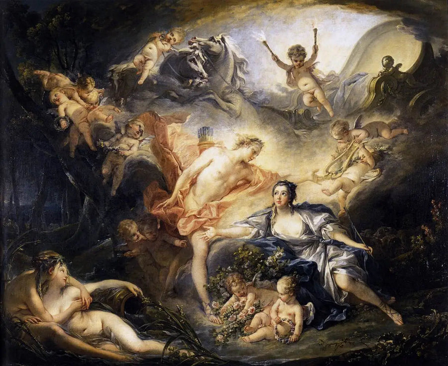 Apollon afslører sin guddommelighed for hyrdedatteren Issé - François Boucher