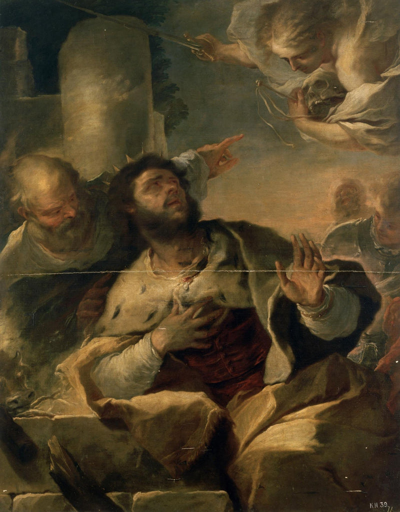Åbenbaringen af ​​englen for kong David - Luca Giordano