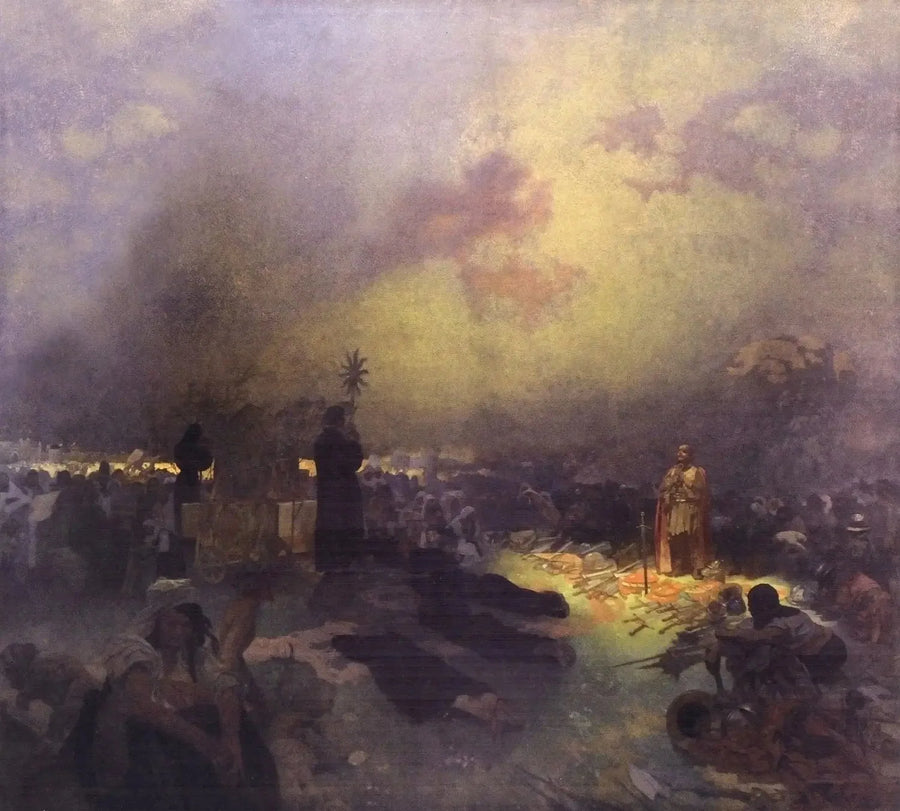 Efter slaget ved Vitkov-bakken - Alphonse Mucha