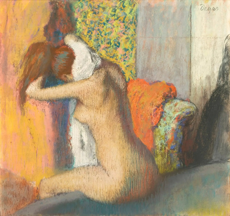 Efter badet, nøgen kvinde tørrer sig selv - Edgar Degas