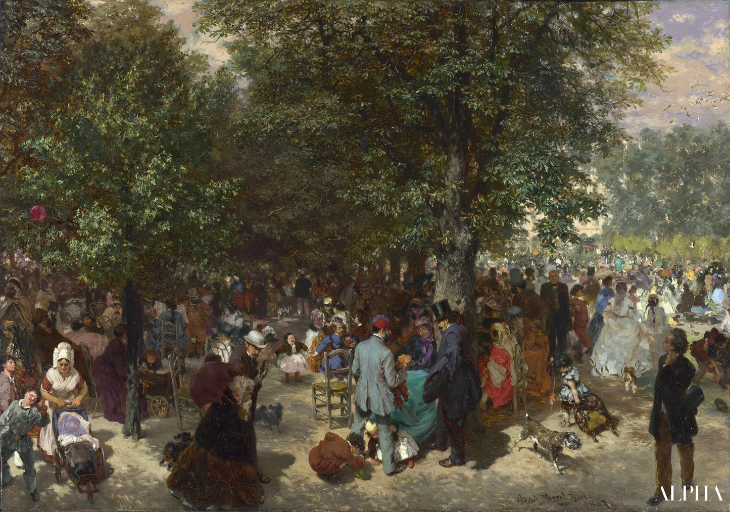 Eftermiddag i Tuileriernes haver - Adolph von Menzel - Reproduktioner af malerier og højkvalitets malerier