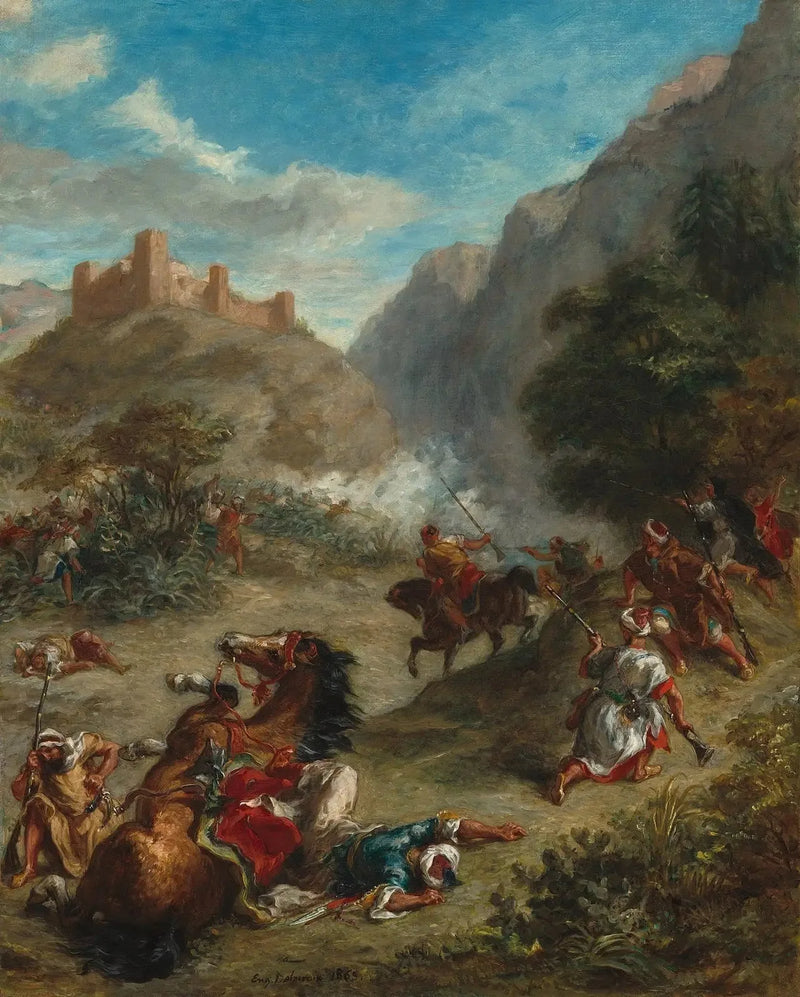 Arabes skirmisher i bjergene - Eugène Delacroix
