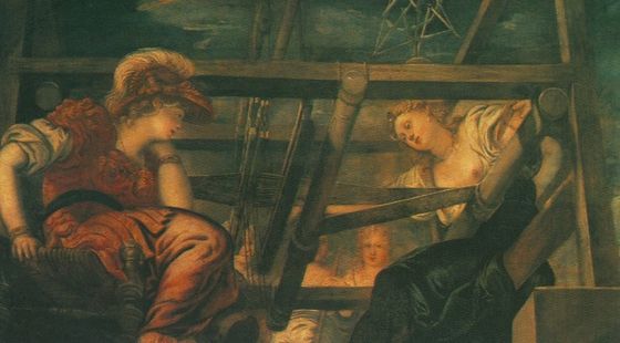 Arachné udfordrer Minerva i en vævningekonkurrence - Jacopo Tintoretto