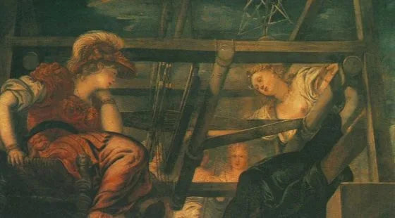 Arachné udfordrer Minerva i en vævningekonkurrence - Jacopo Tintoretto