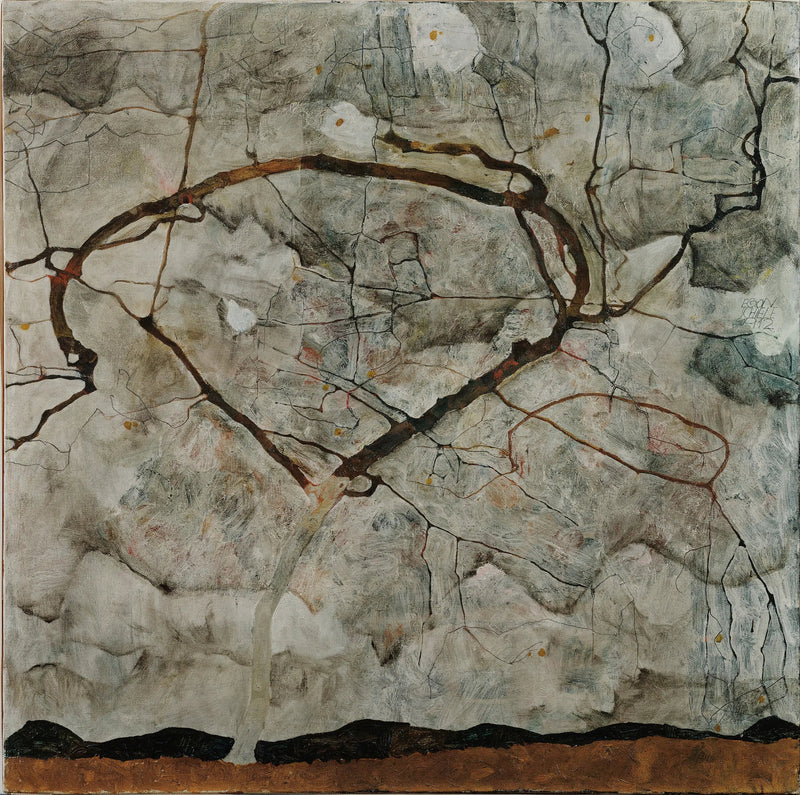 Efterårs træ i den blæsende luft (vintertræ) - Egon Schiele
