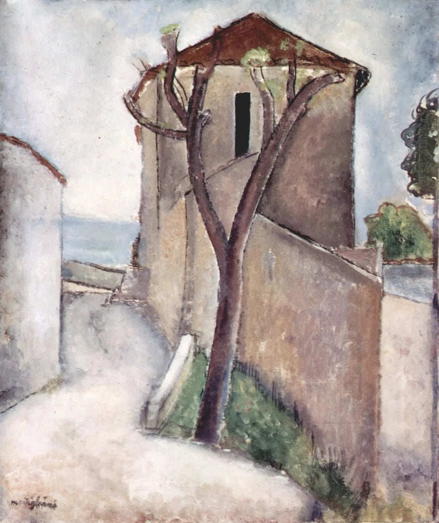 Træ og hus - Amedeo Modigliani