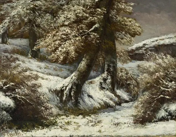 Arbres dans la neige - Gustave Courbet image 1 copie de tableau peinte à la main