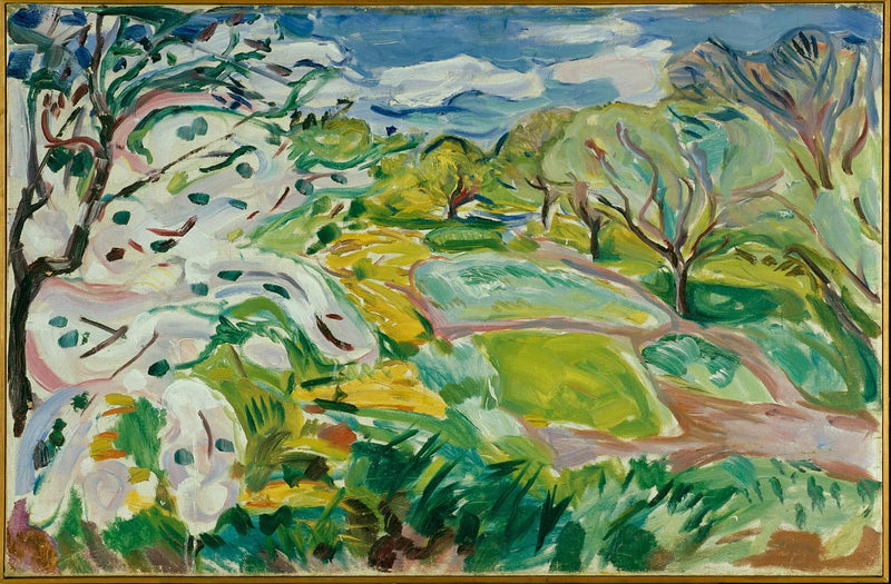 Frugttræer i blomst i vinden - Edvard Munch