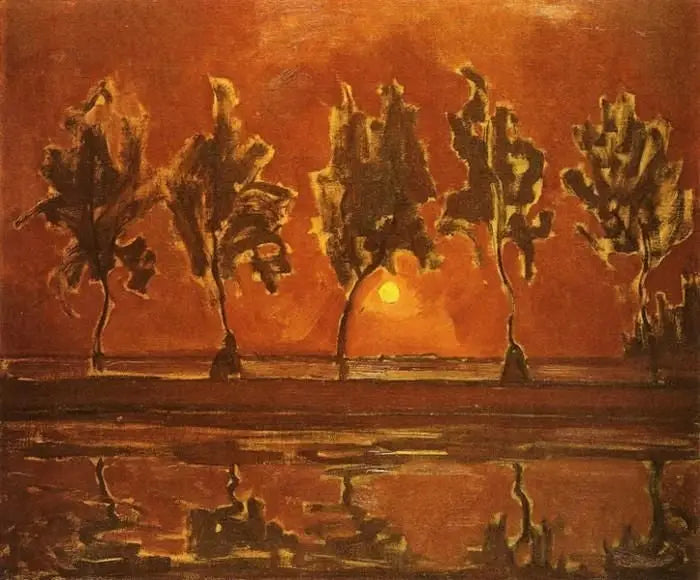 Træer nær Gein ved måneskinnet - Piet Mondrian