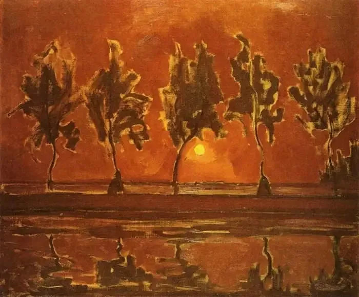 Træer nær Gein ved måneskinnet - Piet Mondrian