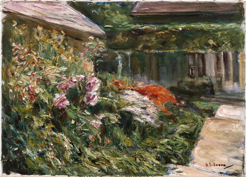 Blomstrende buske nær det nordøstvendte redskabsskur - Max Liebermann