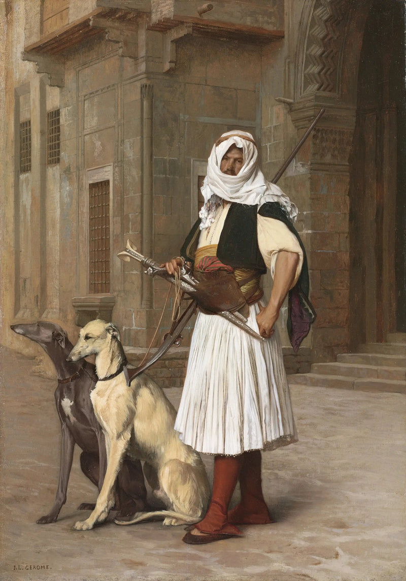 Arnaute med to whippet hunde - Jean-Léon Gérôme