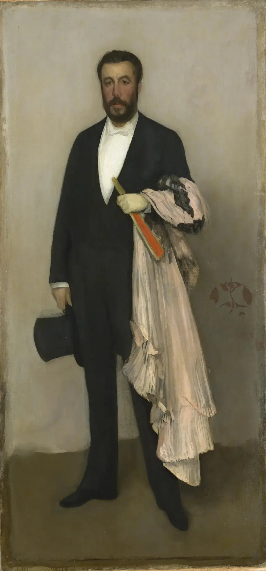 Arrangement i farverne kød og sort: Portræt af Théodore Duret - James Abbott McNeill Whistler
