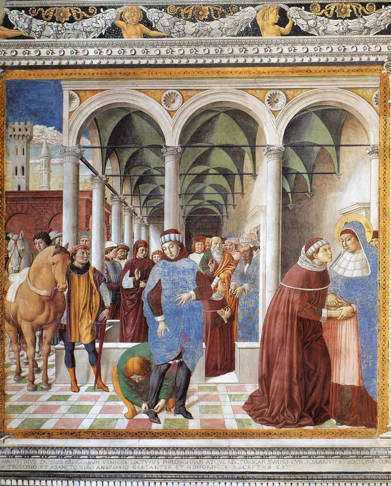 Ankomsten af ​​Saint Augustin til Milano (scene 8, nordvæggen) - Benozzo Gozzoli