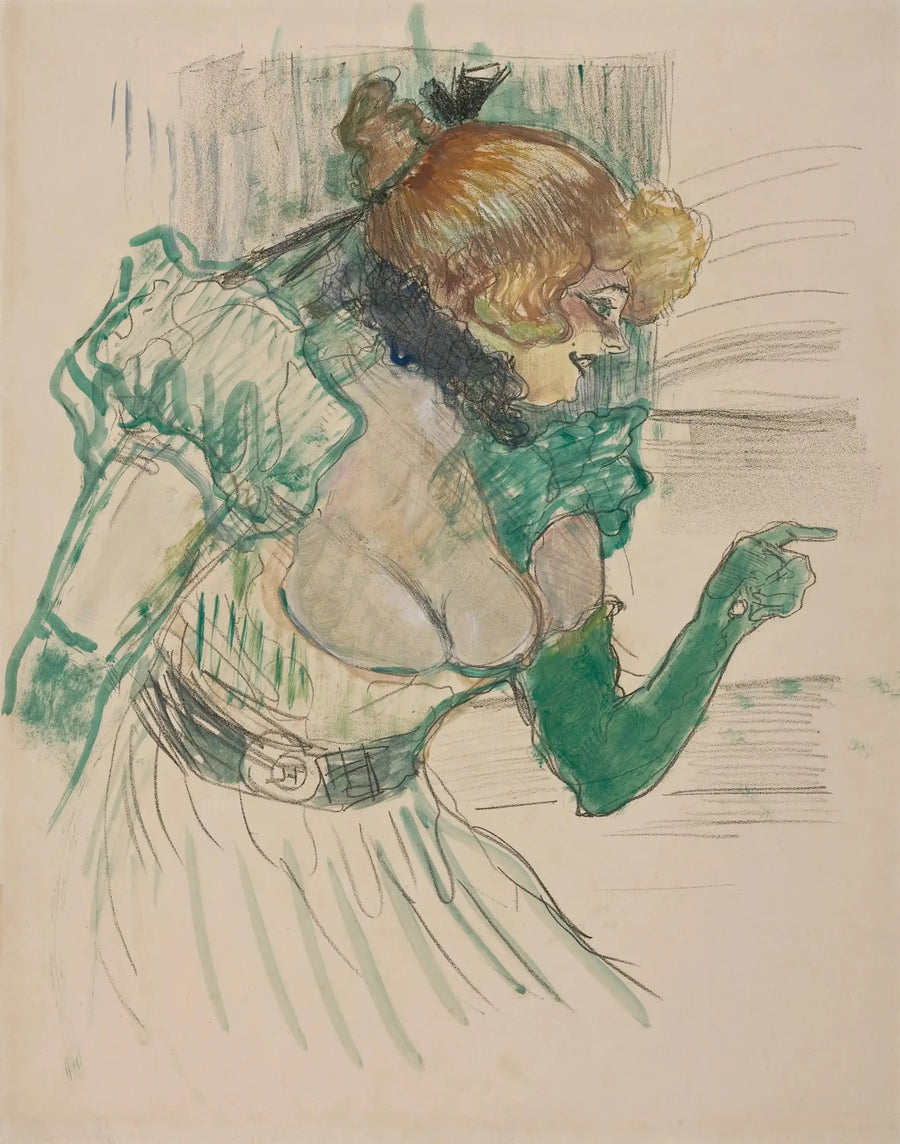 Kunstner med grønne handsker - sangeren Dolly fra Café Star i Le Havre - Henri de Toulouse-Lautrec
