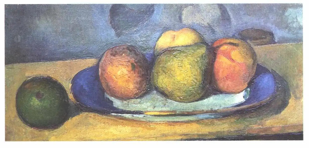 Assiette à bord bleu et fruits - Paul Cézanne image 1 copie peinte à la main à l’huile