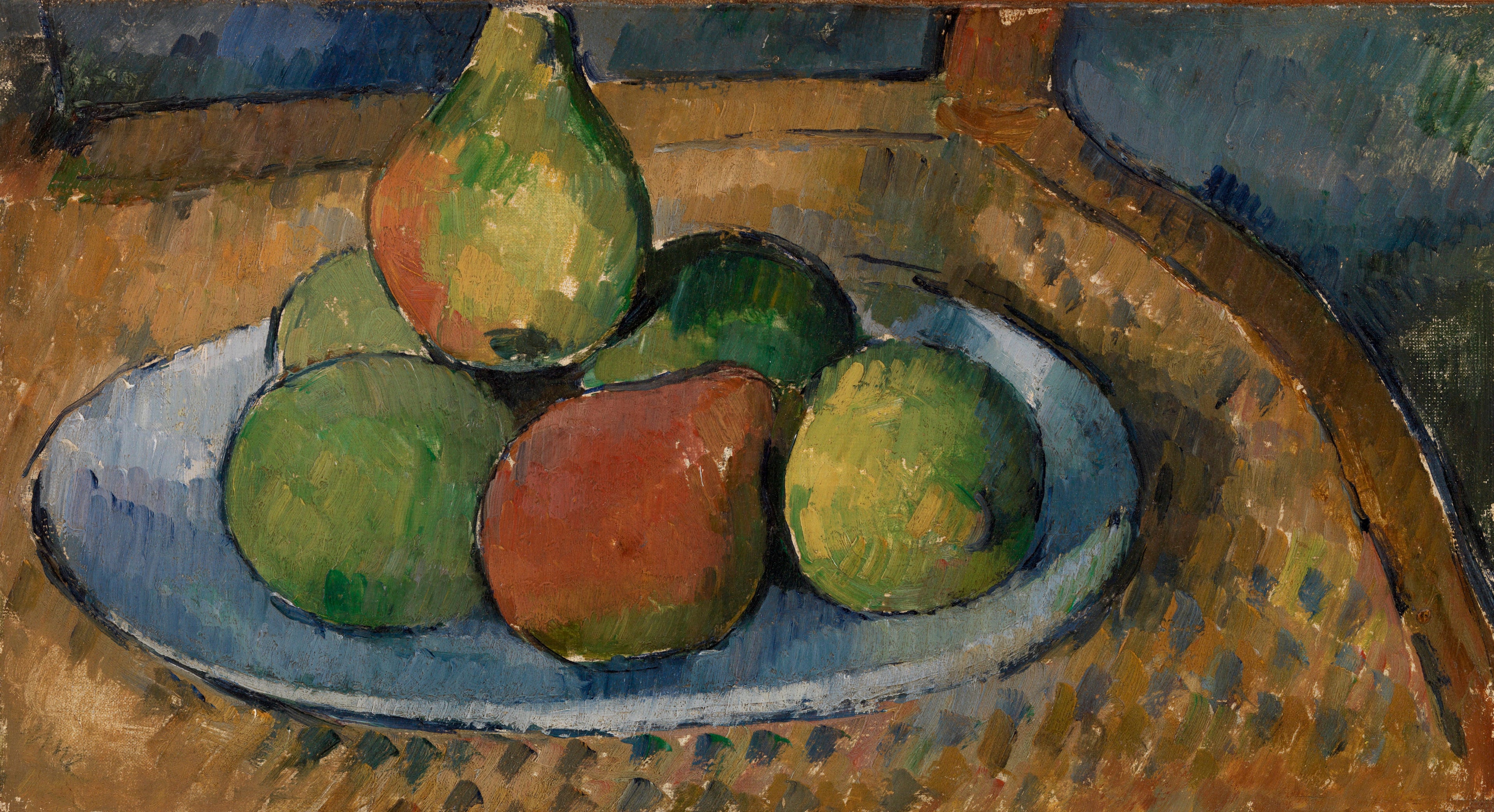 Reproduction du tableau « Assiette de fruits sur une chaise - Paul Cézanne » par Alpha Reproduction en peinture à l’huile