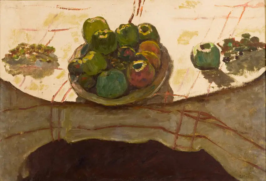 Assiette de pommes sur une table - Pierre Bonnard image 1 tableau peint à l’huile sur toile