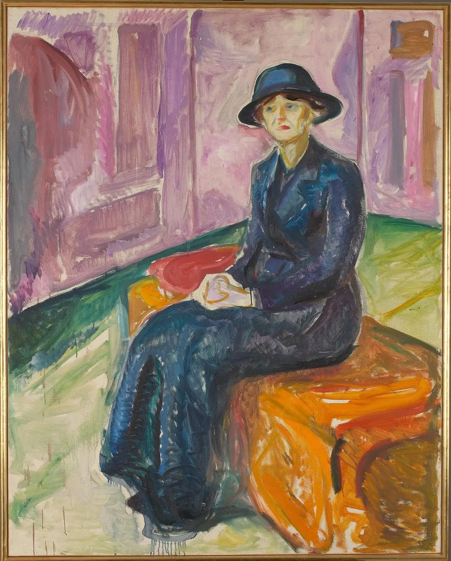 Sidder på en kuffert - Edvard Munch