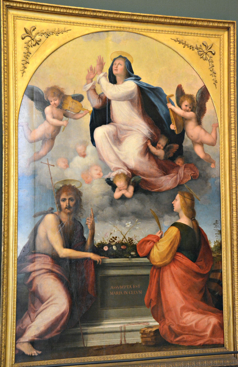 Jomfru Marias Antagelse med Sankt Johannes Døberen og Sankt Katharina af Alexandria - Fra Bartolomeo
