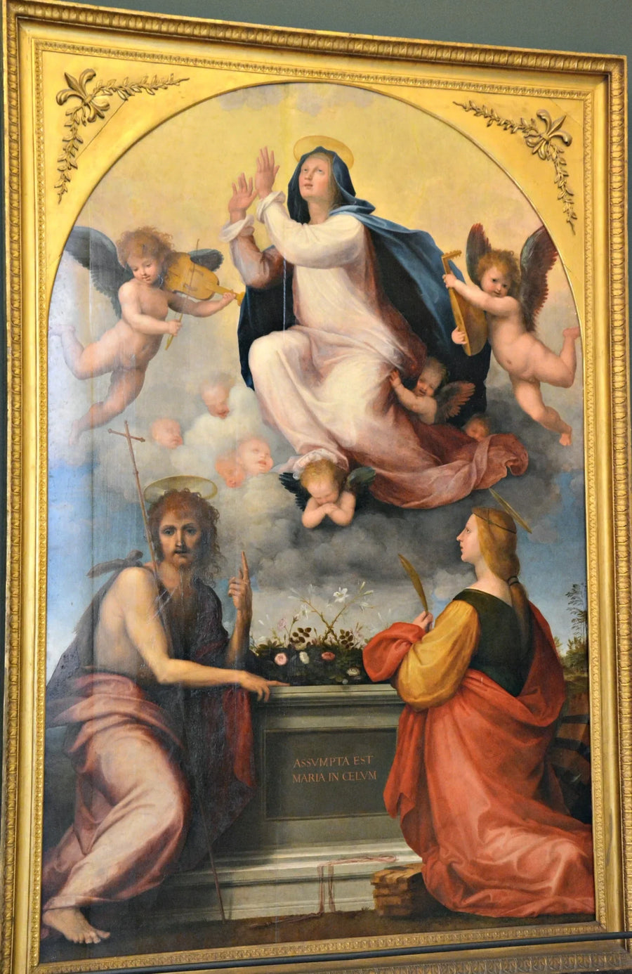 Jomfru Marias Antagelse med Sankt Johannes Døberen og Sankt Katharina af Alexandria - Fra Bartolomeo