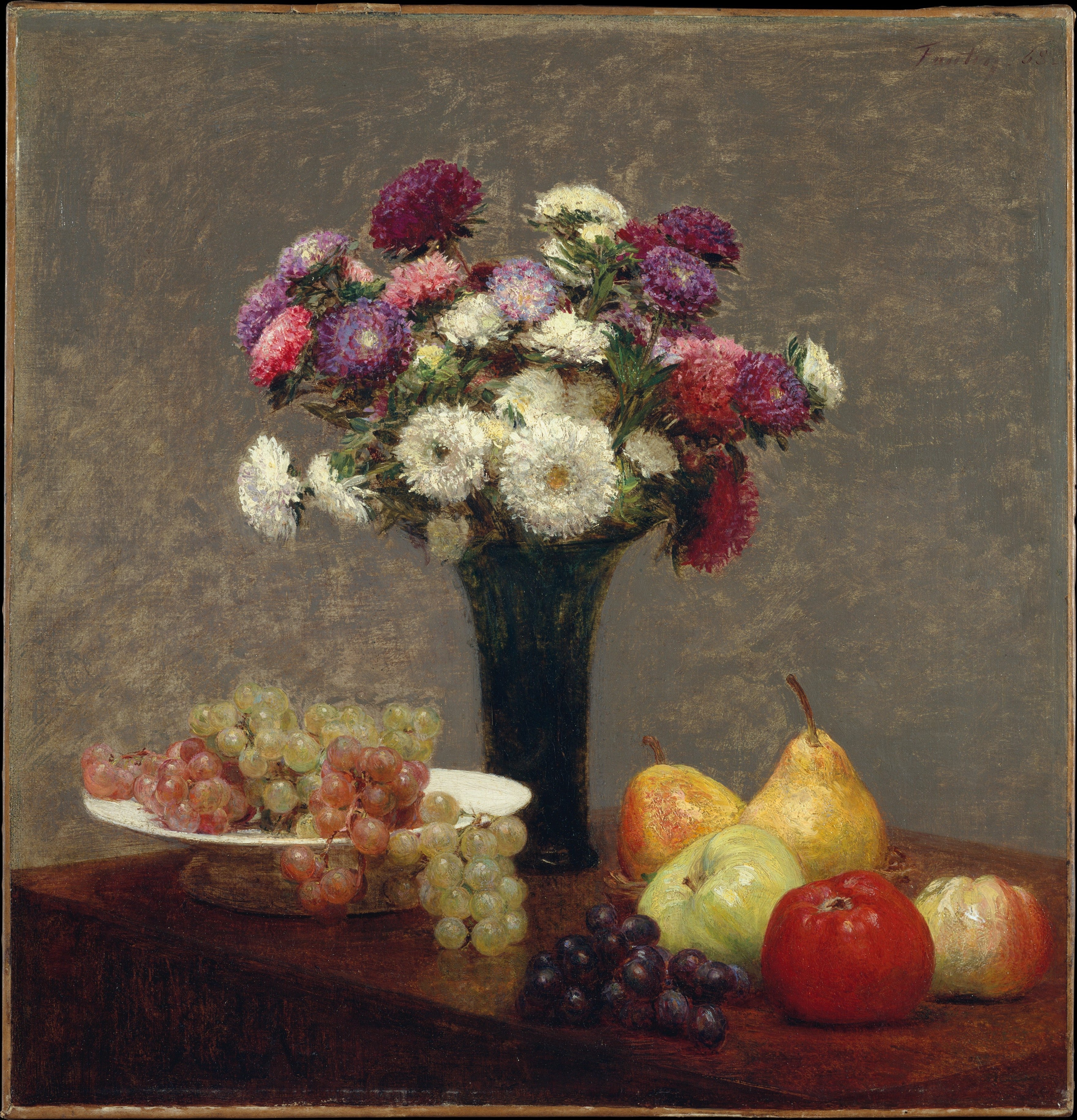 Asters og Frugt på et bord - Henri Fantin-Latour