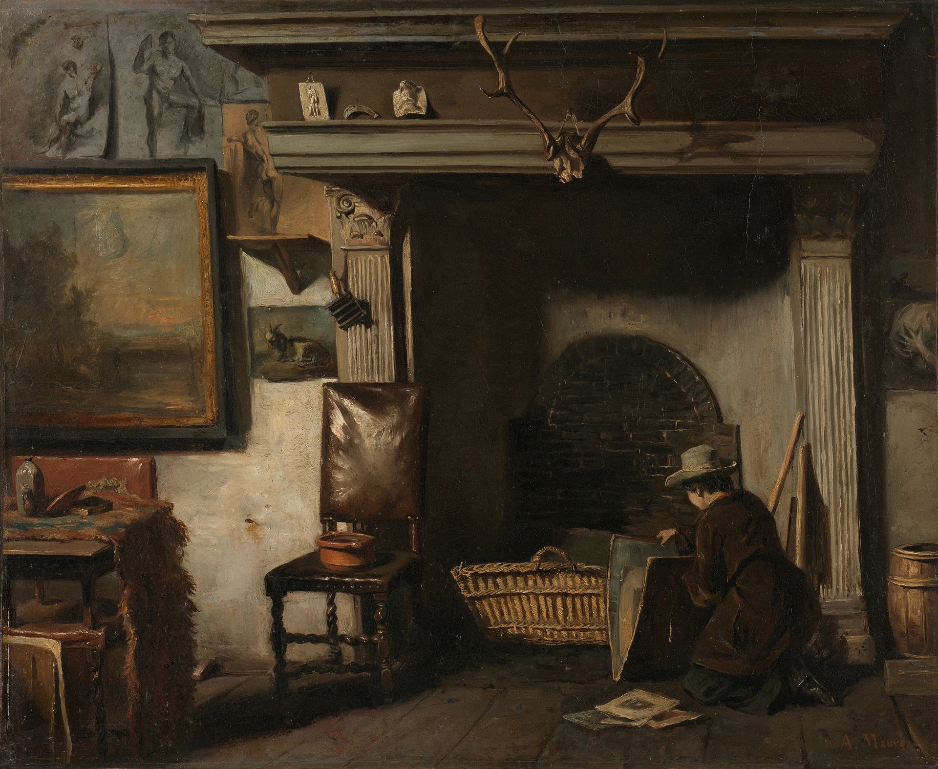 L'atelier du peintre de Haarlem Pieter Frederik van Os - Anton Mauve