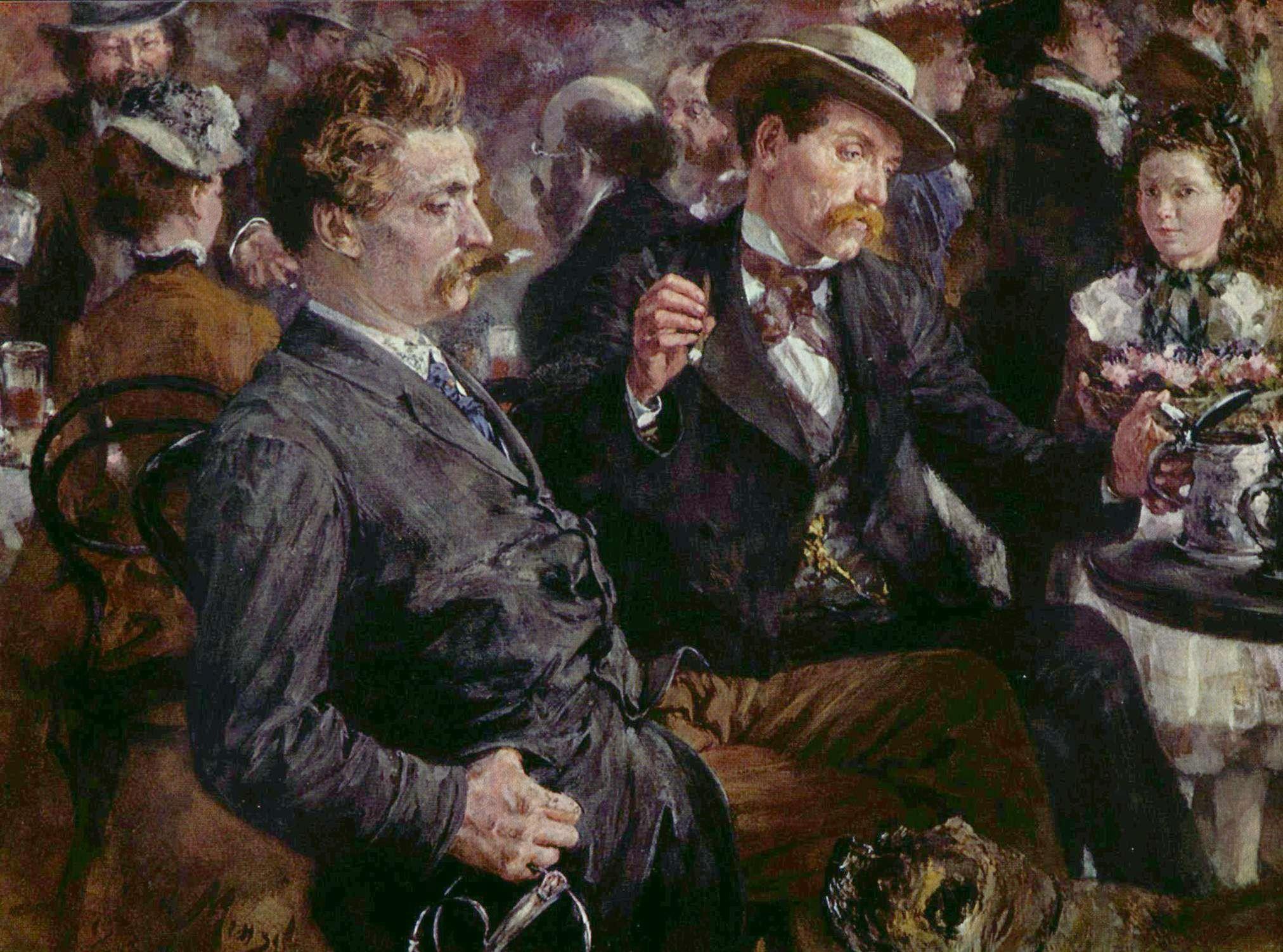 På biergarten - Adolph von Menzel