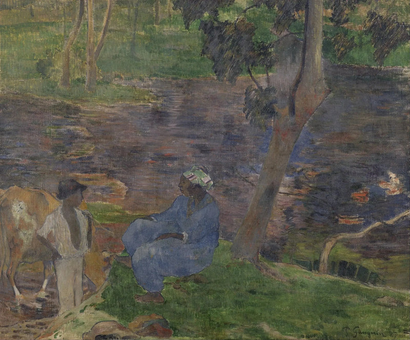 Ved flodbredden - Paul Gauguin