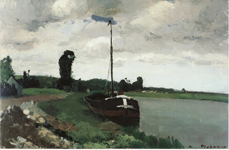Ved flodbredden, Pontoise - Camille Pissarro