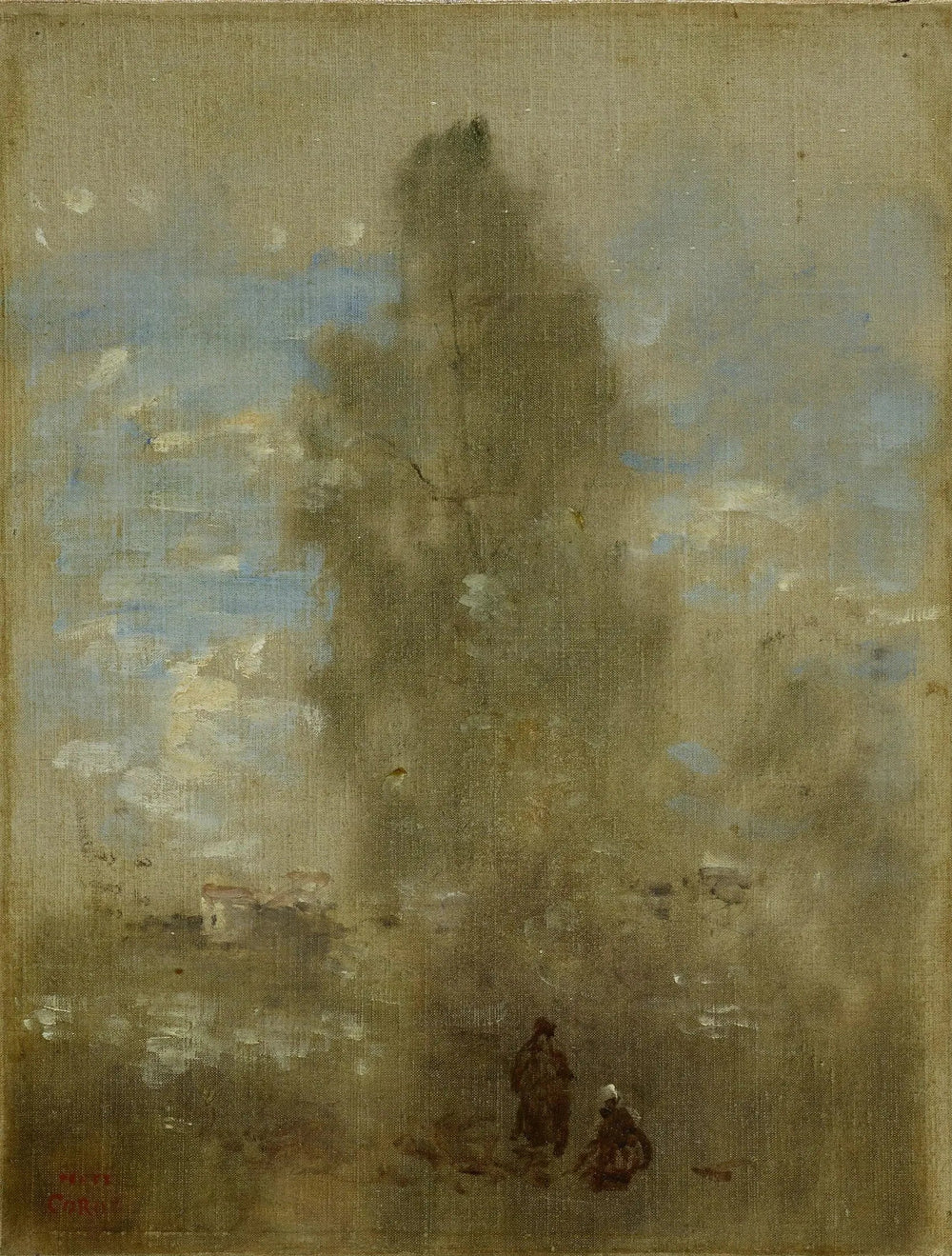Au bord du lac - Jean-Baptiste Camille Corot image 1 reproduction de peinture à l’huile