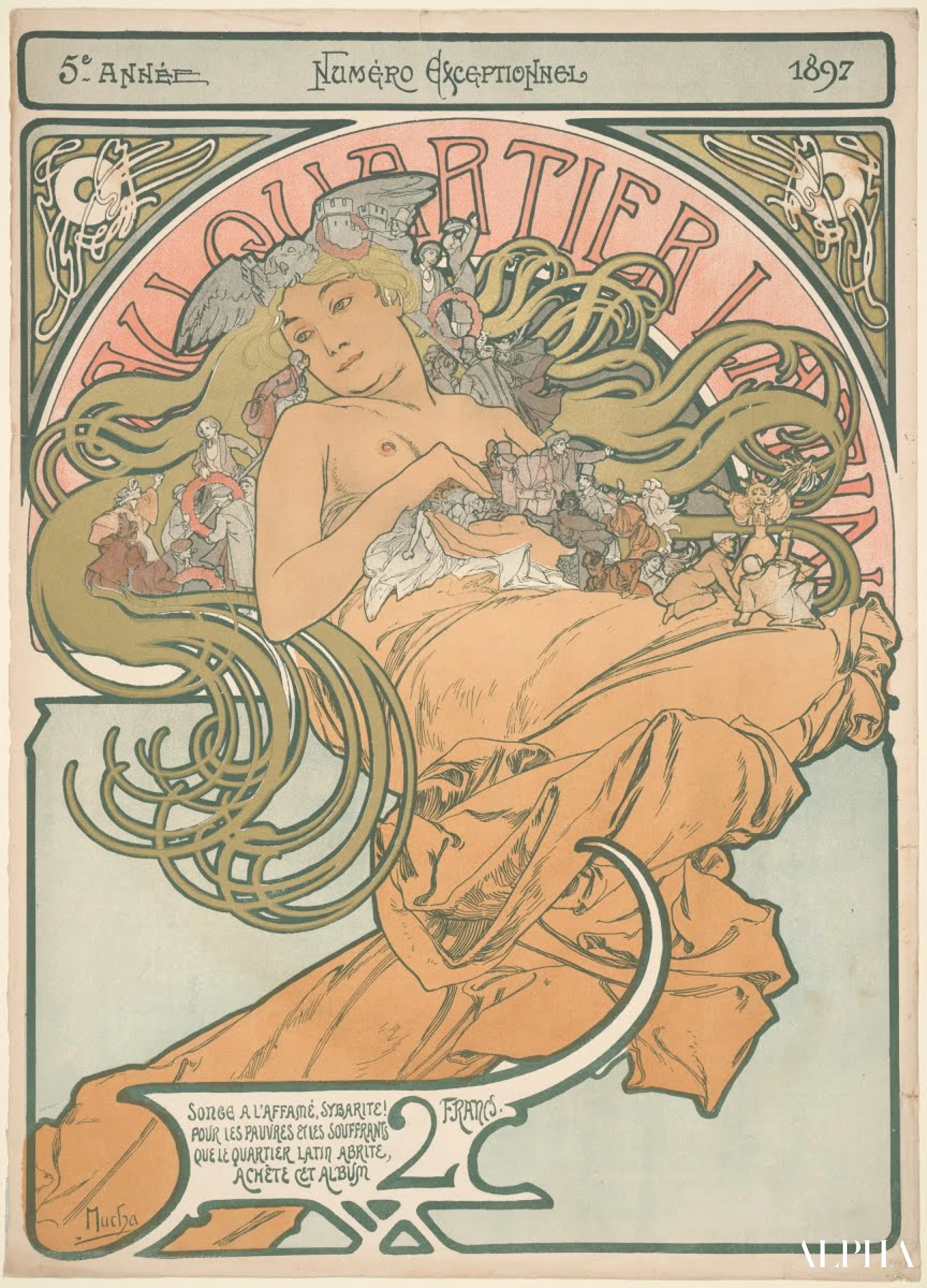 Reproduction du tableau « Au quartier latin - Mucha » par Alpha Reproduction en peinture à l’huile