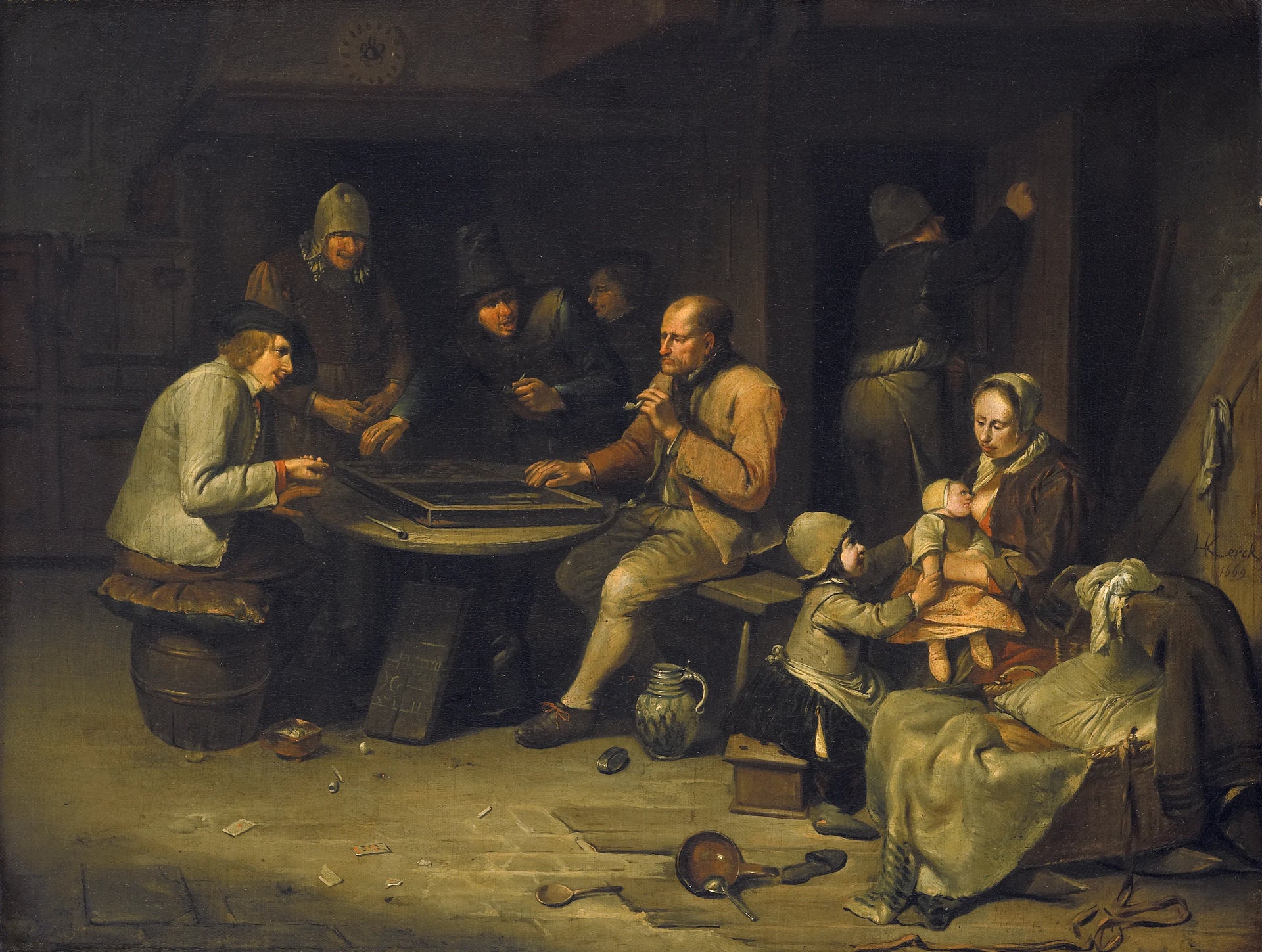 Auberge avec joueurs de Triktrak - Egbert van Heemskerk