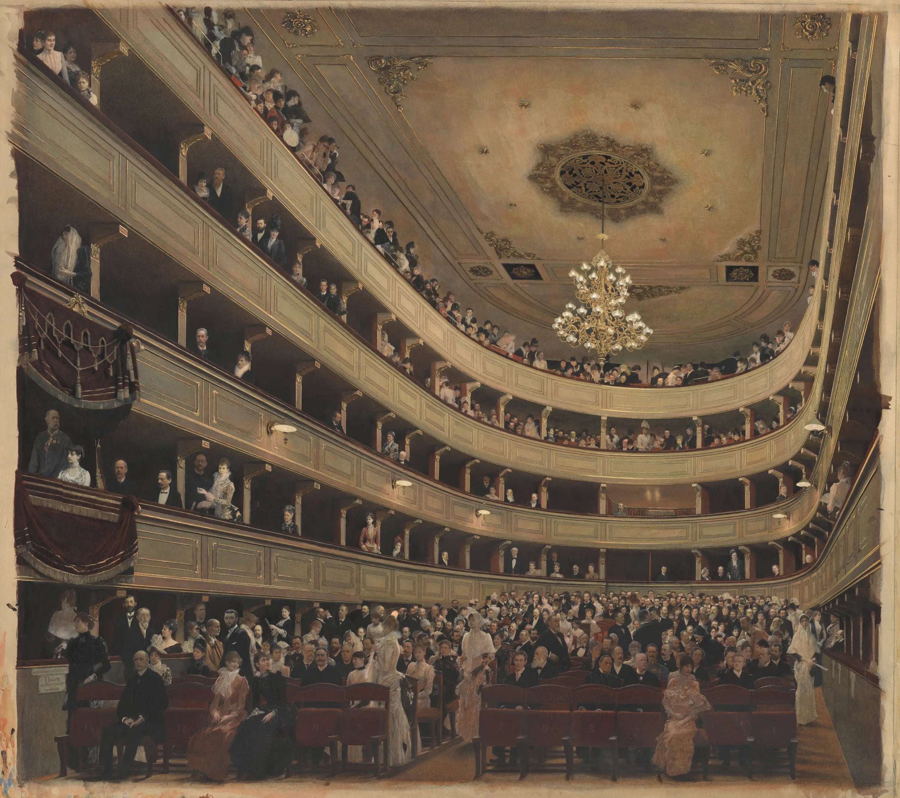 Reproduction du tableau « Auditorium du vieux Burgtheater - Gustav Klimt » par Alpha Reproduction en peinture à l’huile