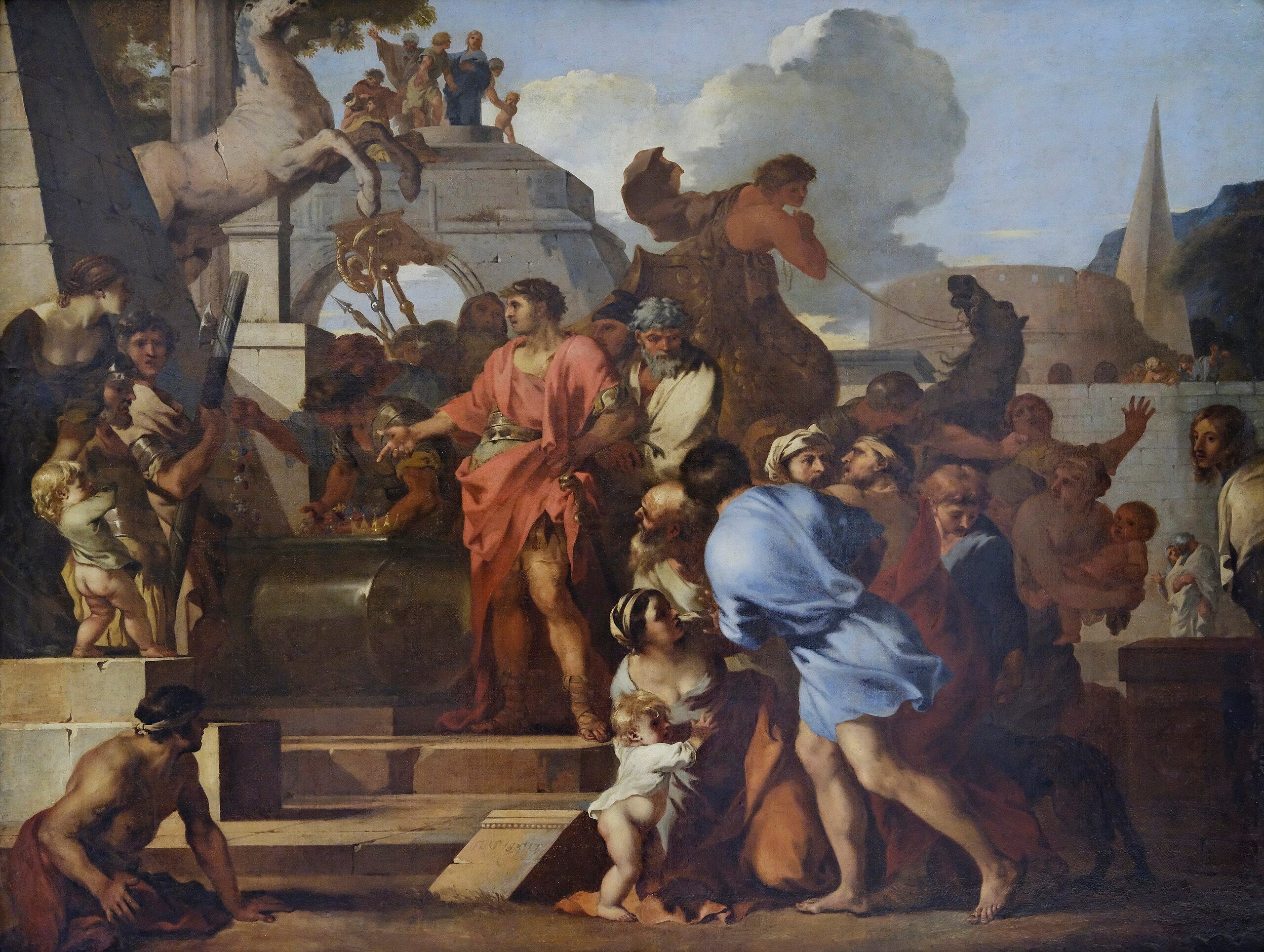 Auguste devant le tombeau d'Alexandre - Sébastien Bourdon image 1 reproduction de peinture à l’huile