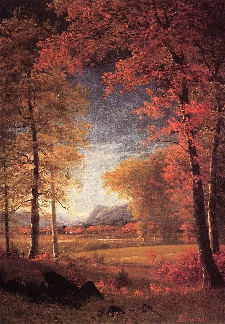 Automne en Amérique, comté d'Oneida, New York - Albert Bierstadt image 1 reproduction d’œuvre d’art à l’huile