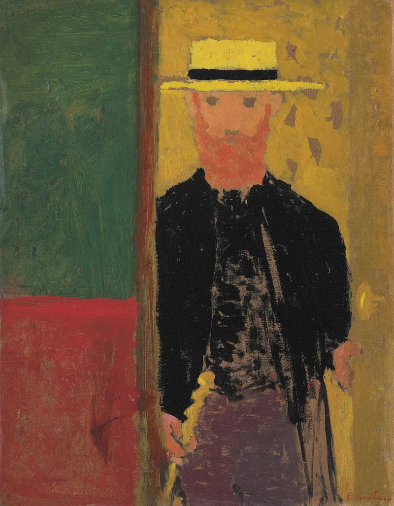 Selvportræt med stok og bådhat - Édouard Vuillard