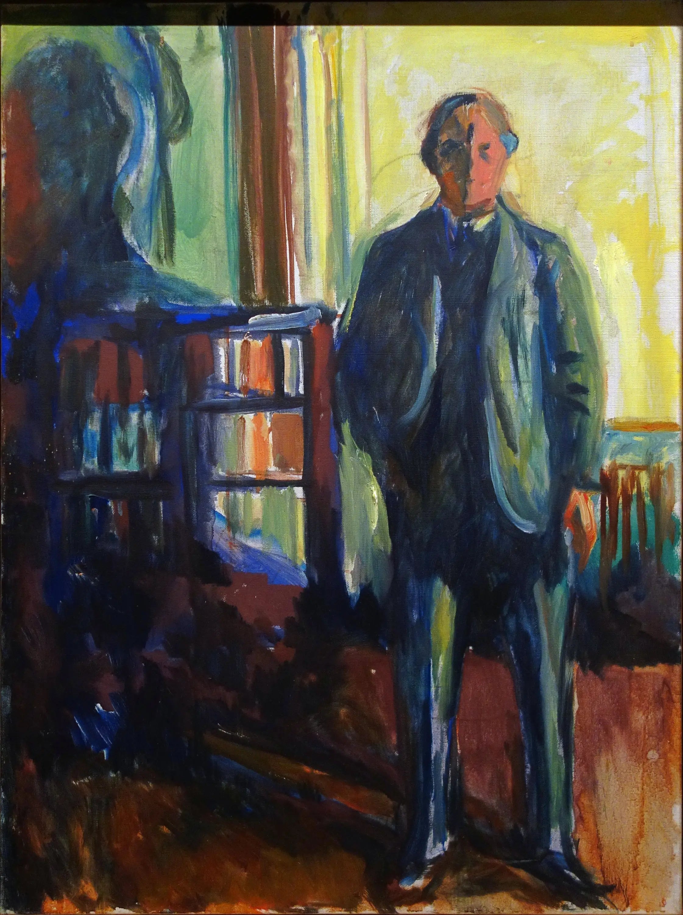 Autoportrait à la main dans la poche - Edvard Munch image 1 copie peinte à la main à l’huile