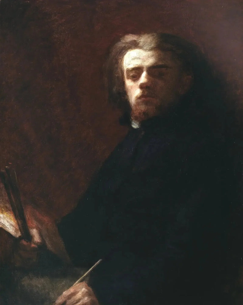 Selvportræt siddende, palet i hånden - Henri Fantin-Latour