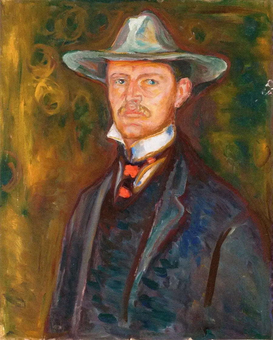 Selvportræt med bredskygget hat - Edvard Munch