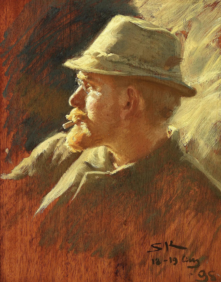 Selvportræt med let filt hat. - Peder Severin Krøyer