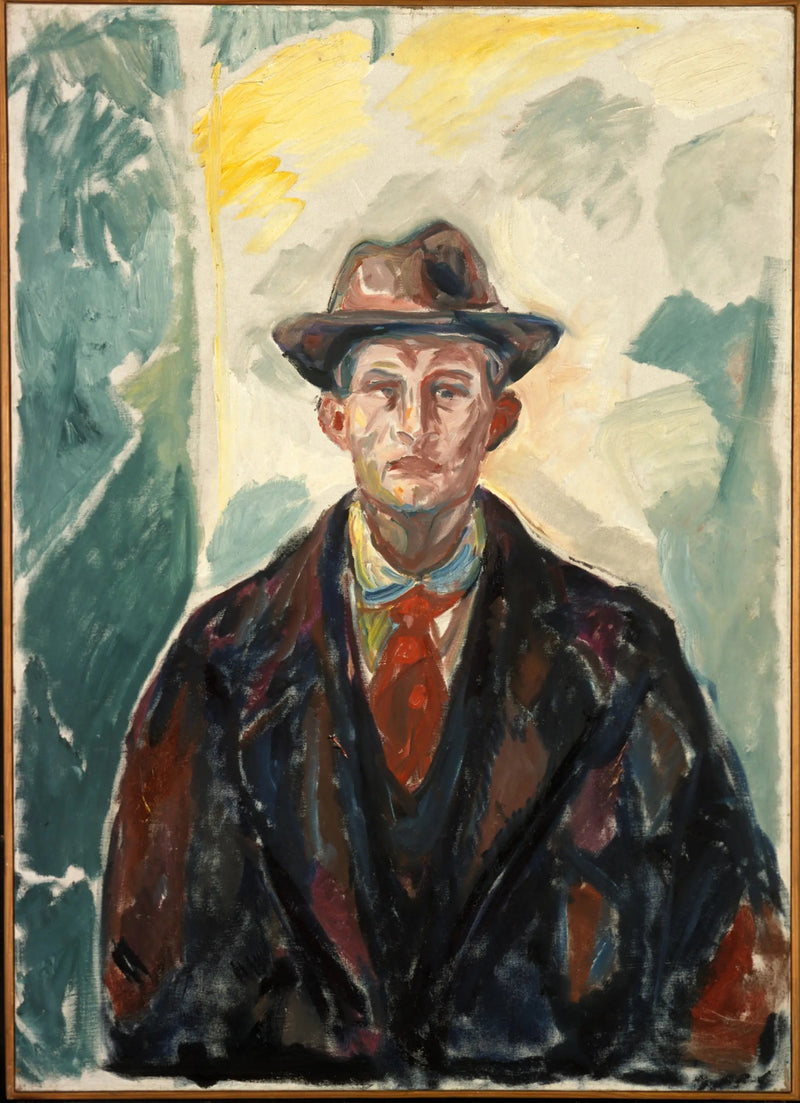 Selvportræt med hat og rød slips - Edvard Munch
