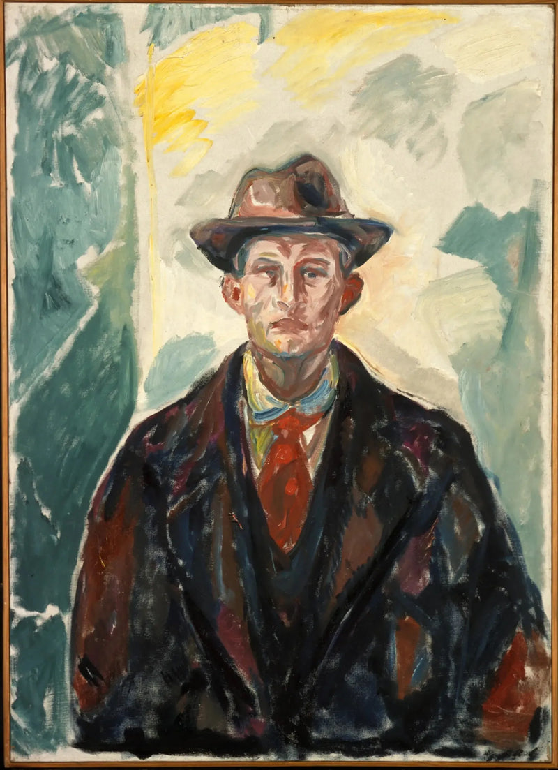 Selvportræt med hat og rød slips - Edvard Munch