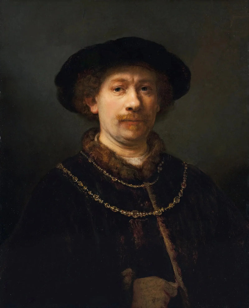 Selvportræt med hat og to kæder - Rembrandt