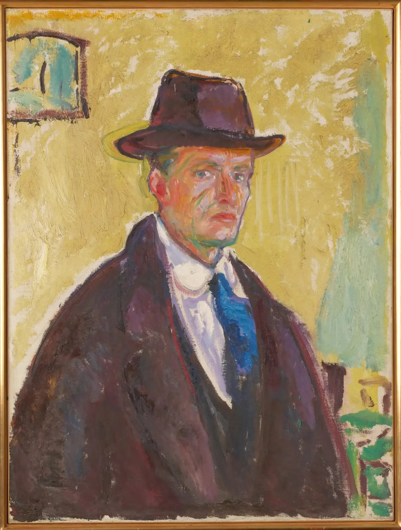 Selvportræt med hat og frakke - Edvard Munch